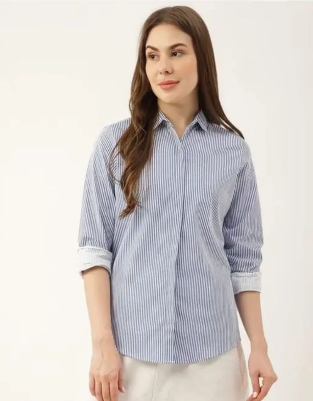 Women's Premium Cotton Oversized Fit Shirt | Casual Full Sleeve Button-Down Shirt | Trendy Korean Style