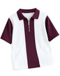 AUSK Men's Textured Vertical Striped Knit Polo T-Shirt | Half Sleeve Zipper Neck Self-Design Casual Tee | Mens Tshirts