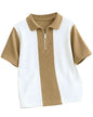 AUSK Men's Textured Vertical Striped Knit Polo T-Shirt | Half Sleeve Zipper Neck Self-Design Casual Tee | Mens Tshirts