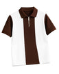 AUSK Men's Textured Vertical Striped Knit Polo T-Shirt | Half Sleeve Zipper Neck Self-Design Casual Tee | Mens Tshirts