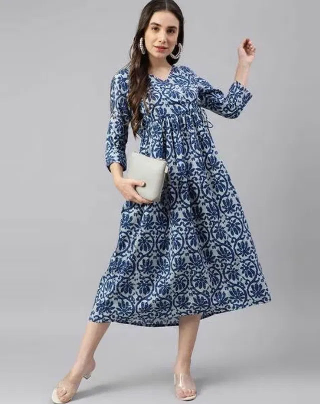 Women's Solid Cotton Gown | Elegant Full-Length Dress | Soft & Comfortable Daily Wear