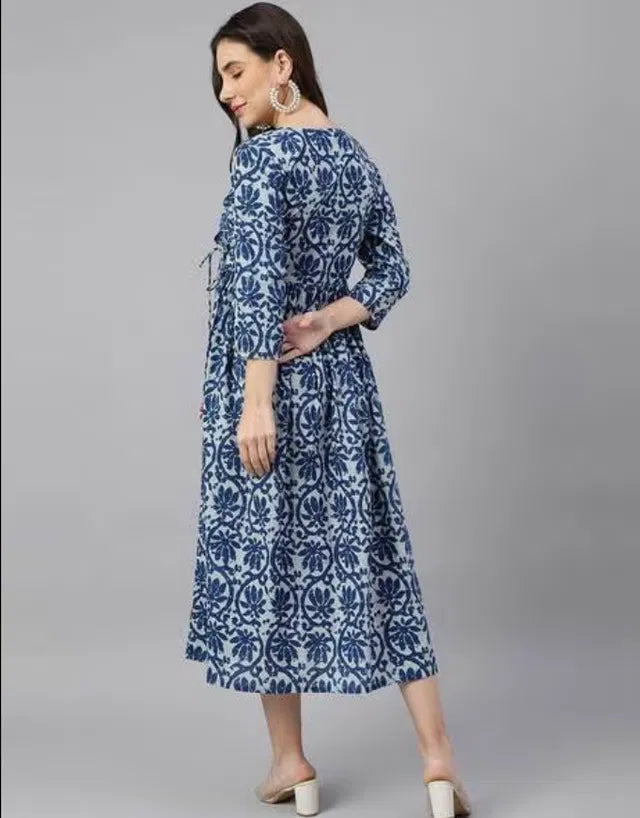 Women's Solid Cotton Gown | Elegant Full-Length Dress | Soft & Comfortable Daily Wear